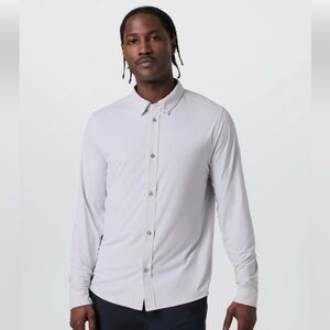 Men's Vuori Bridge Light Gray  Long Sleeve Button Down Shirt